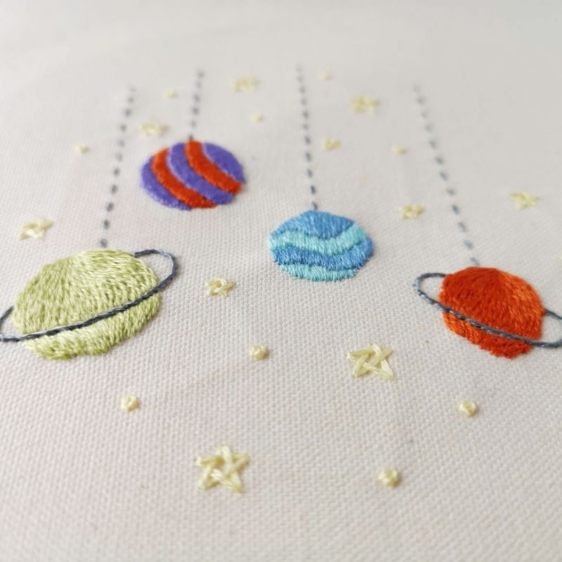 Toy Galaxy embroidery with Satin stitch